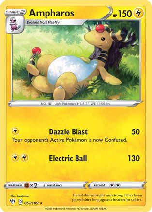 Ampharos (57/189) Reverse Holofoil [SWSH: Darkness Ablaze] Pokemon Single Pokémon
