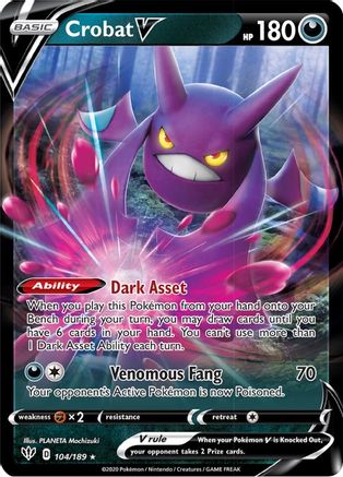 Crobat V (104/189) Holofoil [SWSH: Darkness Ablaze] Pokemon Single Pokémon