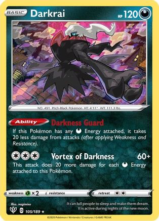 Darkrai (105/189) Holofoil [SWSH: Darkness Ablaze] Pokemon Single Pokémon