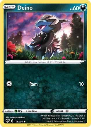 Deino (108/189) Reverse Holofoil [SWSH: Darkness Ablaze] Pokemon Single Pokémon