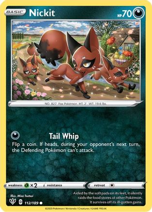 Nickit (112/189) Reverse Holofoil [SWSH: Darkness Ablaze] Pokemon Single Pokémon
