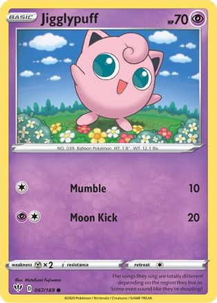 Jigglypuff (67/189) Reverse Holofoil [SWSH: Darkness Ablaze] Pokemon Single Pokémon
