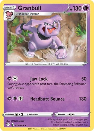Granbull (71/189) Reverse Holofoil [SWSH: Darkness Ablaze] Pokemon Single Pokémon
