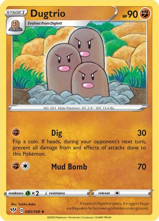 Dugtrio (85/189) [SWSH: Darkness Ablaze] Pokemon Single Pokémon