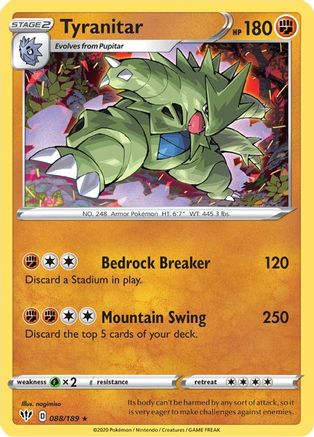 Tyranitar (88/189) Holofoil [SWSH: Darkness Ablaze] Pokemon Single Pokémon