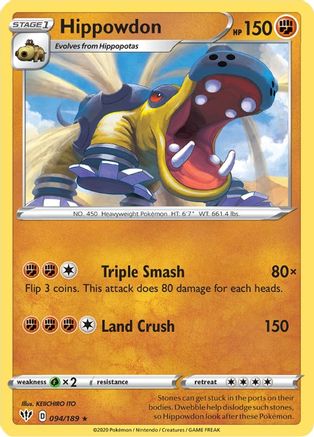 Hippowdon (94/189) Reverse Holofoil [SWSH: Darkness Ablaze] Pokemon Single Pokémon