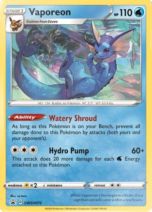 Vaporeon - SWSH072 (SWSH072/307) Holofoil [Promos: SWSH Promo Cards] Pokemon Single Pokémon