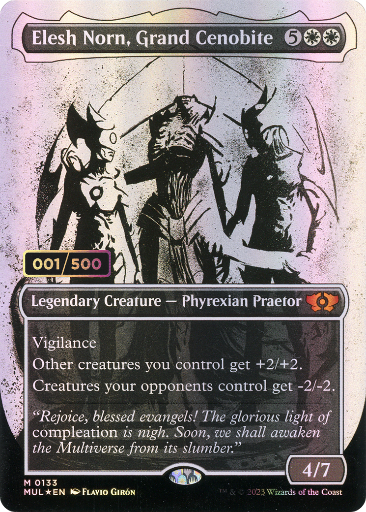 Elesh Norn, Grand Cenobite (Serial Numbered) (MUL-133) [Multiverse Legends] (Showcase) (Borderless) Foil MTG Single Wizards of the Coast