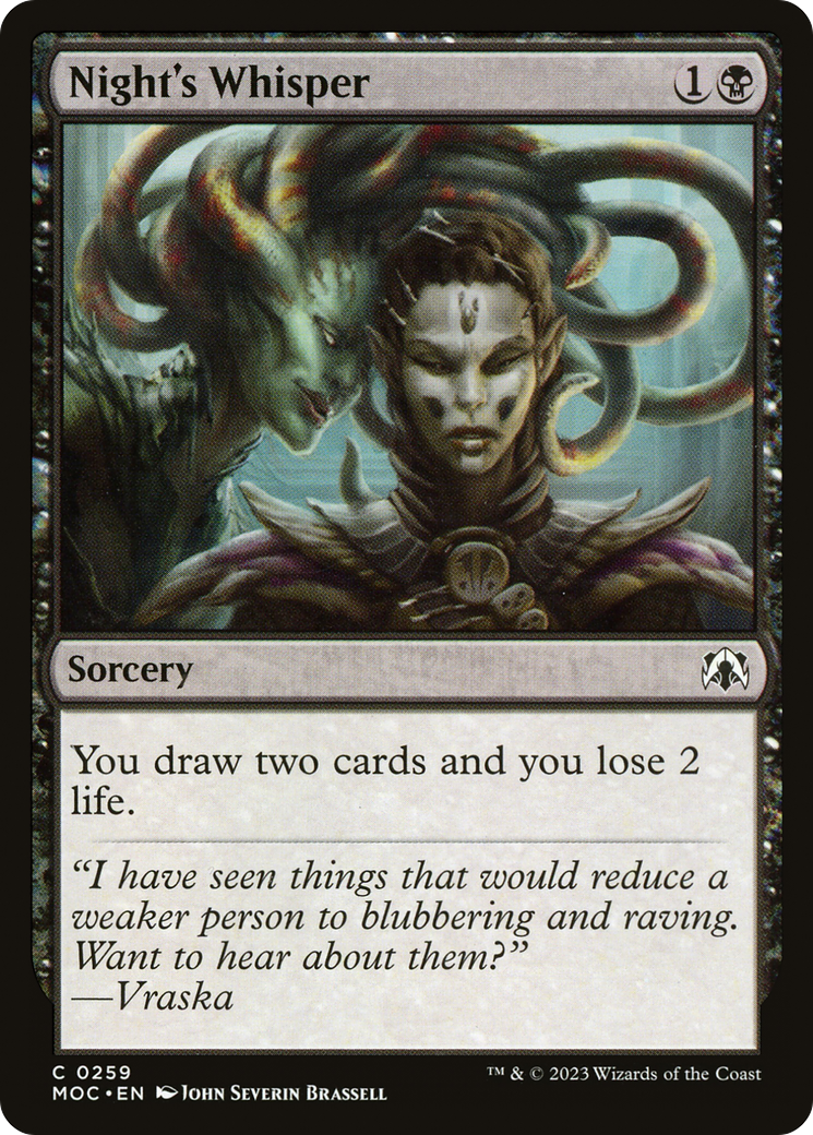 Night's Whisper (MOC-259) [March of the Machine Commander] MTG Single Wizards of the Coast