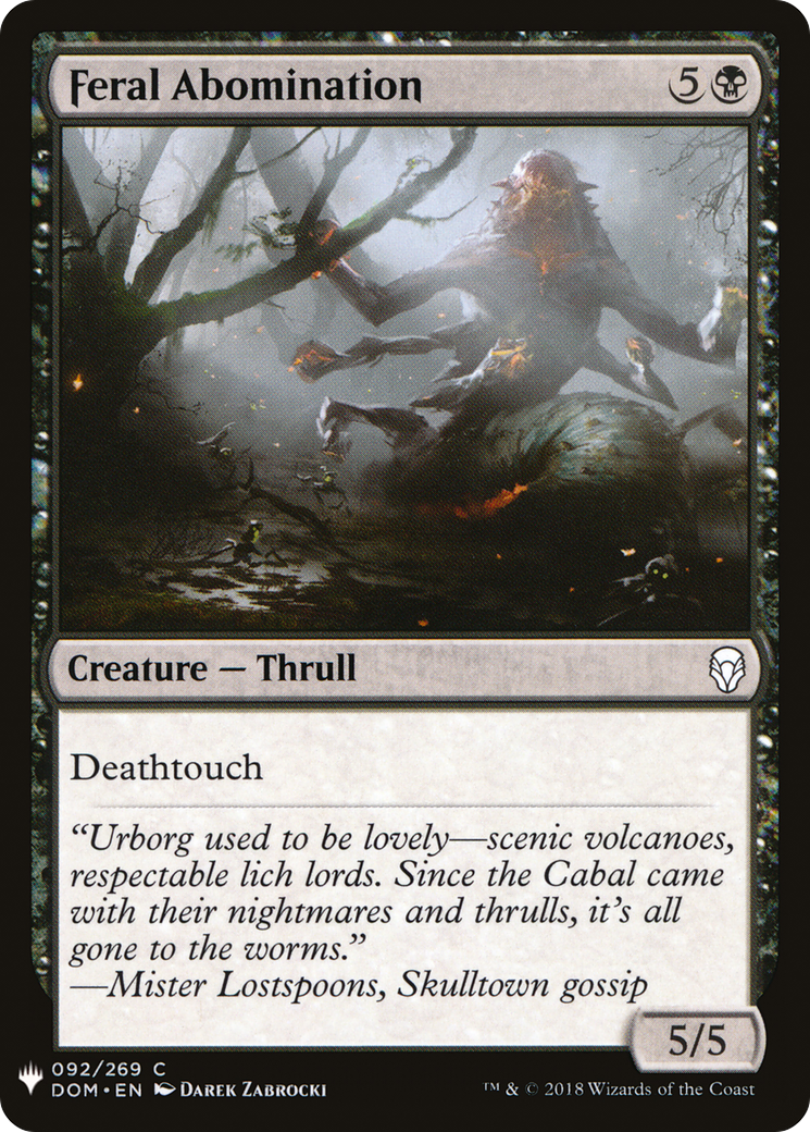 Feral Abomination (LIST-DOM-92) [Mystery Booster] The List MTG Single Wizards of the Coast