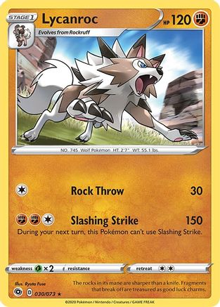 Lycanroc (30/73) Holofoil [SWSH: Champions Path] Pokemon Single Pokémon