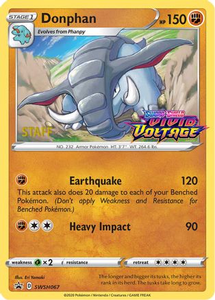 Donphan - SWSH067 (Prerelease) [Staff] () Holofoil [Promos: SWSH Promo Cards] Pokemon Single Pokémon