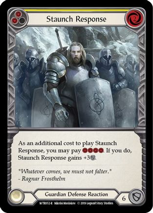 Staunch Response (Yellow) [WTR052] Unlimited Edition Rainbow Foil Flesh And Blood Single Flesh And Blood   