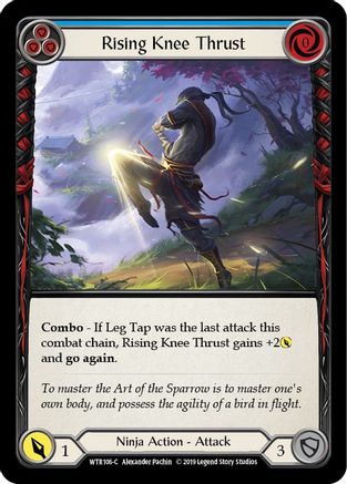 Rising Knee Thrust (Blue) [WTR106-C] Alpha Print Rainbow Foil Flesh And Blood Single Flesh And Blood   