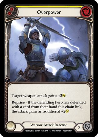 Overpower (Yellow) [WTR124-R] Alpha Print Rainbow Foil Flesh And Blood Single Flesh And Blood   