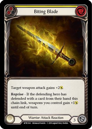 Biting Blade (Yellow) [WTR136] Unlimited Edition Rainbow Foil Flesh And Blood Single Flesh And Blood   