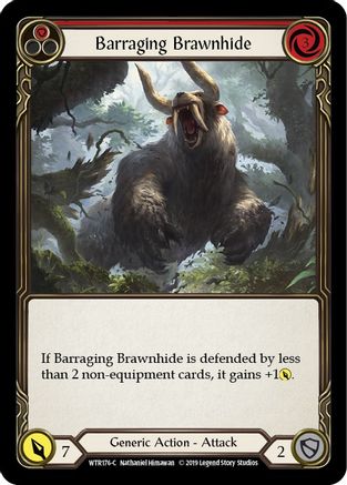 Barraging Brawnhide (Red) [WTR176-C] Alpha Print Rainbow Foil Flesh And Blood Single Flesh And Blood   