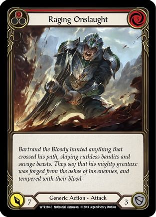 Raging Onslaught (Red) [WTR188] Unlimited Edition Rainbow Foil Flesh And Blood Single Flesh And Blood   