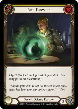Fate Foreseen (Yellow) [ARC201-C] 1st Edition Normal Flesh And Blood Single Flesh And Blood   