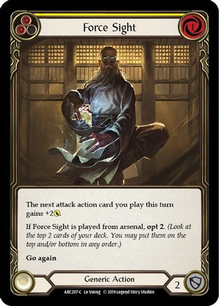 Force Sight (Yellow) [ARC207-C] 1st Edition Rainbow Foil Flesh And Blood Single Flesh And Blood   