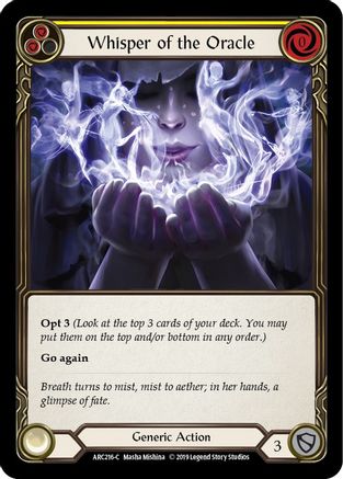 Whisper of the Oracle (Yellow) [ARC216] Unlimited Edition Rainbow Foil Flesh And Blood Single Flesh And Blood   