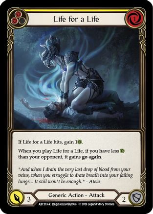 Life for a Life (Yellow) [ARC165] Unlimited Edition Rainbow Foil Flesh And Blood Single Flesh And Blood   