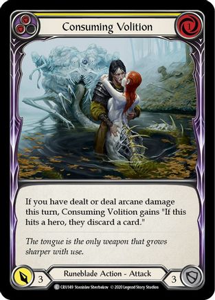 Consuming Volition (Yellow) [CRU149] 1st Edition Normal Flesh And Blood Single Flesh And Blood   