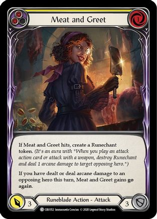 Meat and Greet (Yellow) [CRU152] 1st Edition Rainbow Foil Flesh And Blood Single Flesh And Blood   