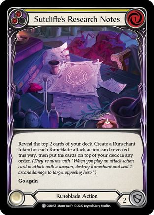 Sutcliffe's Research Notes (Yellow) [CRU155] 1st Edition Normal Flesh And Blood Single Flesh And Blood   