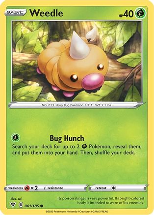 Weedle (1/185) Reverse Holofoil [SWSH: Vivid Voltage] Pokemon Single Pokémon