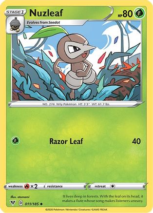 Nuzleaf (11/185) Reverse Holofoil [SWSH: Vivid Voltage] Pokemon Single Pokémon