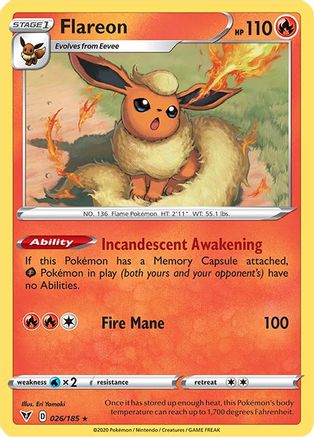 Flareon (26/185) [SWSH: Vivid Voltage] Pokemon Single Pokémon