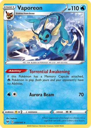 Vaporeon (30/185) [SWSH: Vivid Voltage] Pokemon Single Pokémon