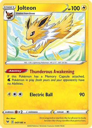Jolteon (47/185) Reverse Holofoil [SWSH: Vivid Voltage] Pokemon Single Pokémon
