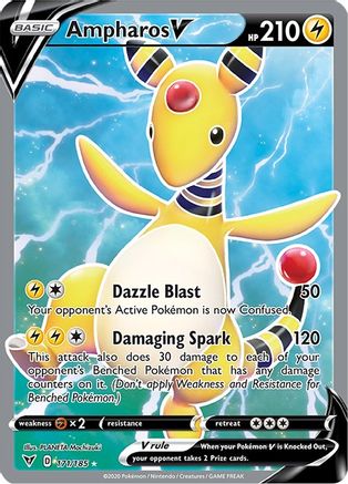 Ampharos V (Full Art) (171/185) - [SWSH: Vivid Voltage] Holofoil Pokemon Single Pokémon