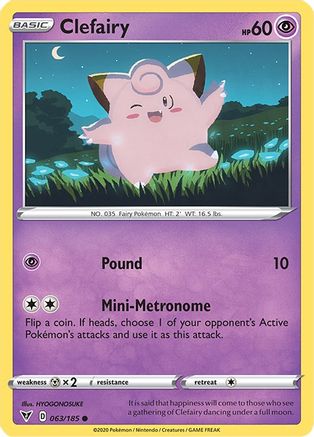 Clefairy (63/185) Reverse Holofoil [SWSH: Vivid Voltage] Pokemon Single Pokémon