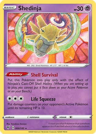 Shedinja (66/185) Reverse Holofoil [SWSH: Vivid Voltage] Pokemon Single Pokémon