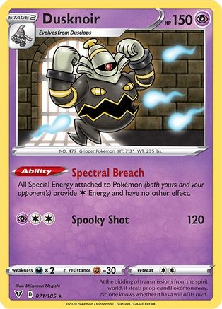Dusknoir (71/185) Reverse Holofoil [SWSH: Vivid Voltage] Pokemon Single Pokémon