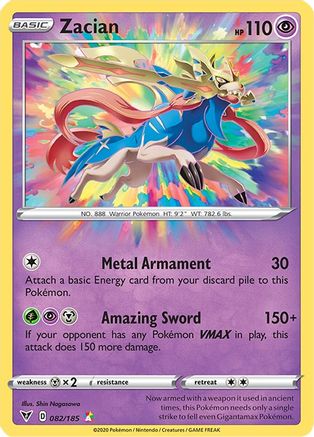 Zacian 82/185 Holofoil [SWSH: Vivid Voltage] Pokemon Single Pokémon