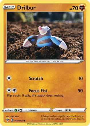 Drilbur (91/185) Reverse Holofoil [SWSH: Vivid Voltage] Pokemon Single Pokémon