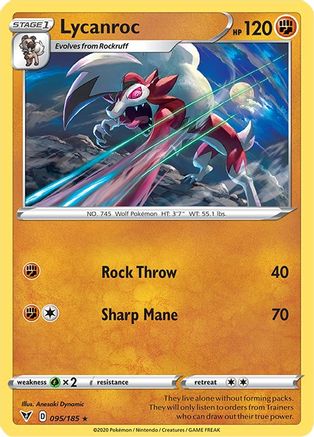 Lycanroc (95/185) Reverse Holofoil [SWSH: Vivid Voltage] Pokemon Single Pokémon