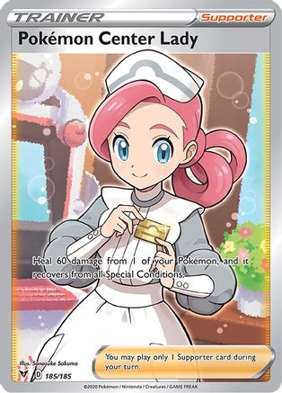 Pokemon Center Lady (Full Art) 185/185 Holofoil [SWSH: Vivid Voltage] Pokemon Single Pokémon