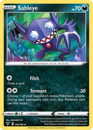 Sableye (105/185) Reverse Holofoil [SWSH: Vivid Voltage] Pokemon Single Pokémon