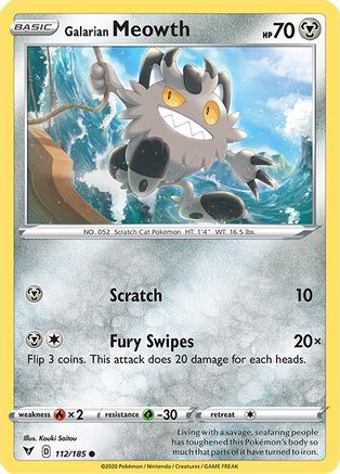 Galarian Meowth (112/185) Reverse Holofoil [SWSH: Vivid Voltage] Pokemon Single Pokémon