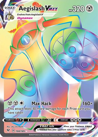 Aegislash VMAX (Secret) (190/185) - [SWSH: Vivid Voltage] Holofoil Pokemon Single Pokémon