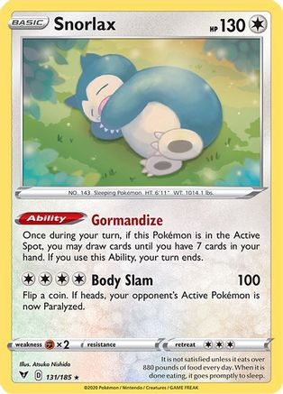 Snorlax (131/185) Reverse Holofoil [SWSH: Vivid Voltage] Pokemon Single Pokémon
