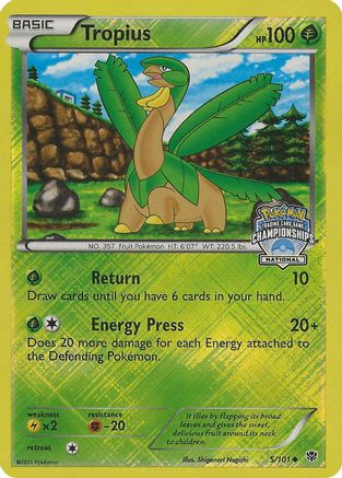 Tropius 5/101 (National Championships) () Reverse Holofoil [Promos: League & Championship Cards] Pokemon Single Pokémon