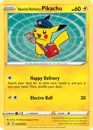 Special Delivery Pikachu - SWSH074 (/307) Holofoil [Promos: SWSH Promo Cards] Pokemon Single Pokémon