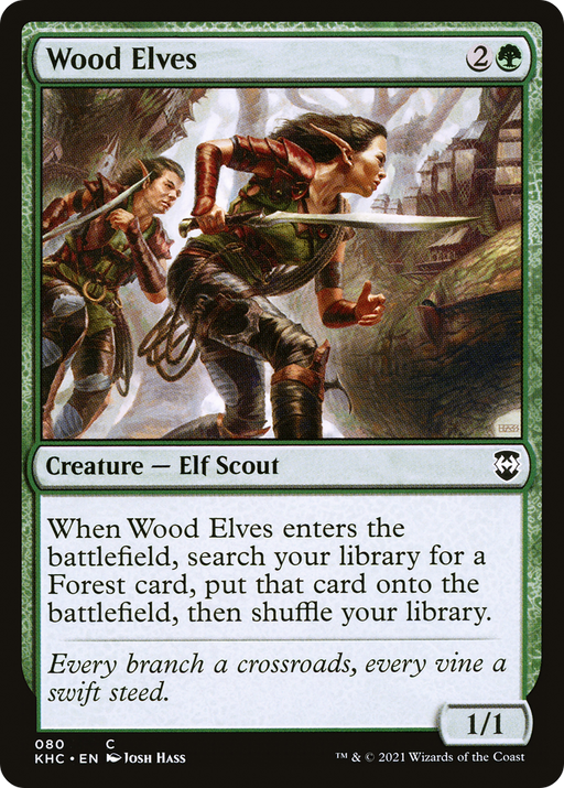 Wood Elves (KHC-080) [Kaldheim Commander] MTG Single Wizards of the Coast