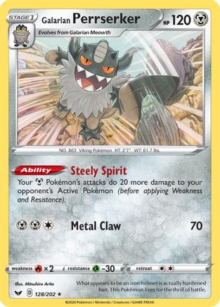 Galarian Perrserker 128/202 (SWSH Base Set) () [Misc: Deck Exclusives] Pokemon Single Pokémon